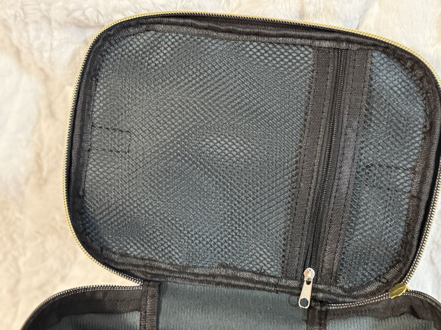 Personalized Black faux leather makeup bag